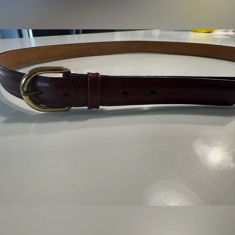 Bill Blass Men's Brown Leather Belt with‎ Gold Buckle Size 42